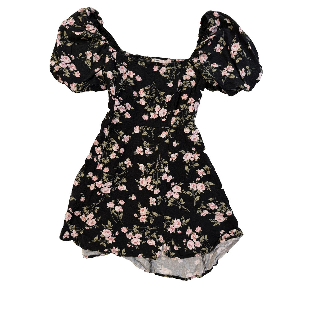 Ms Ann Off Shoulder‎ Romper Womens SM Puff Sleeve Cottagecore Floral Jumpsuit